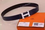 Buy Replica Hermes Black Leather Belt with Diamond 'H' buckle